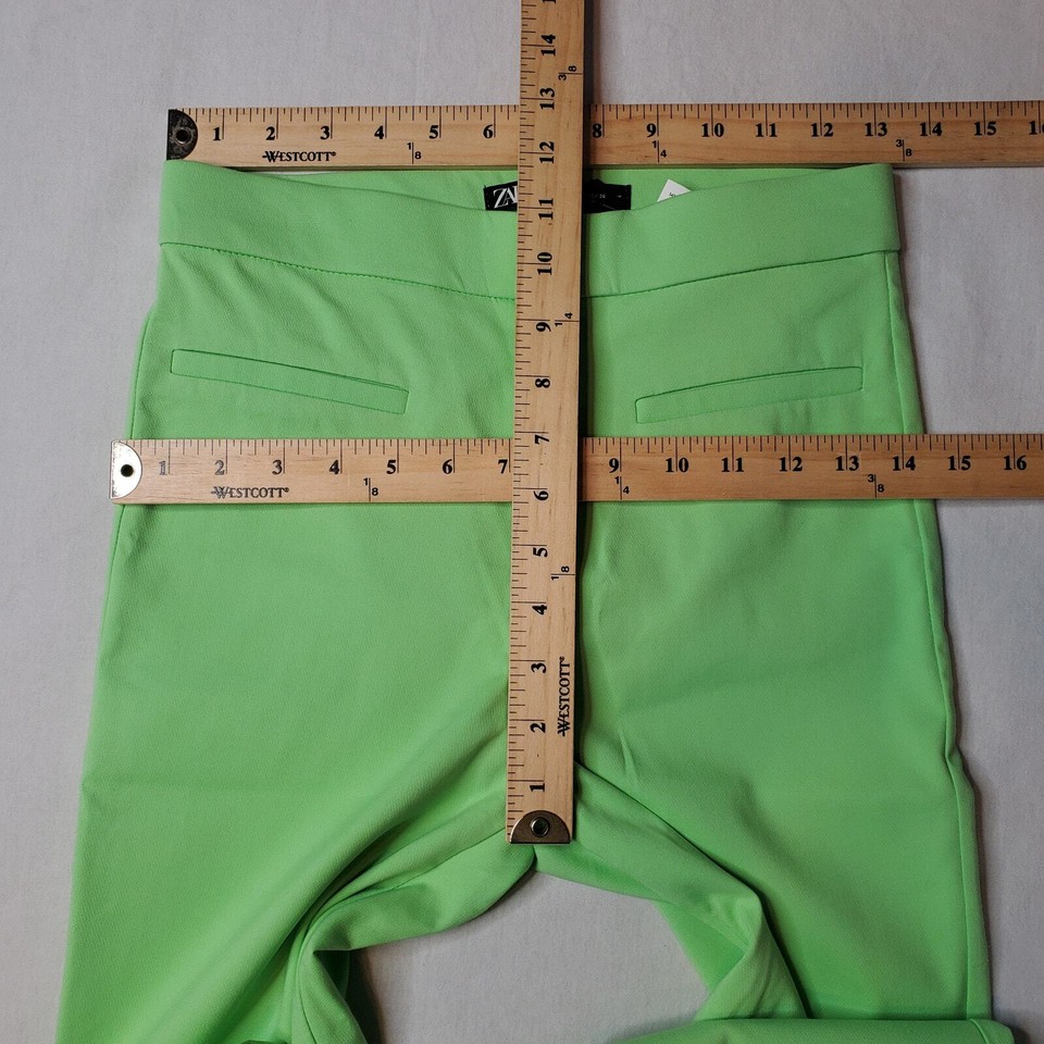 Zara Women's Size S NWT Cropped Flare Trousers Lime Green eBay