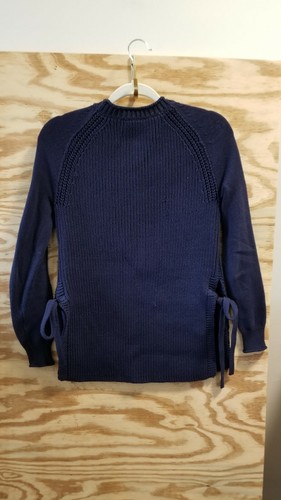 J.Crew Women's Pullover Sweater XXS Blue Round neck Long sleeve Tie Side - Picture 5 of 11