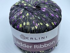 Berlini Ladder Ribbon Yarn 107 Grapevine 50gr 142yds Purple Green Black