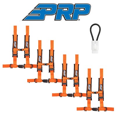 PRP (4) Orange 4-Point 2'' Harness/Seat Belt Bypass For 2015+ Yamaha YXZ1000