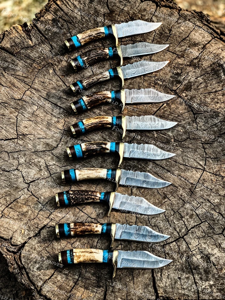 Набор из 20 ножей для кемпинга ручной работы из дамасской стали 6 дюймов рог оленя - из США  - Изображение 3 из 4