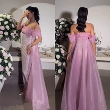 Sexy Casual Organza Sequined Evening Dresses A-line Off-the-shoulder Long