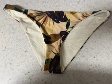 NEW leaves beige L SPACE lined swimsuit bikini bottom size large