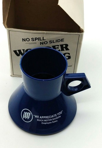 Vtg No Spill No Slide Wonder Mug Buick Employee Sales w/ Box Gift Advertising - Picture 2 of 5
