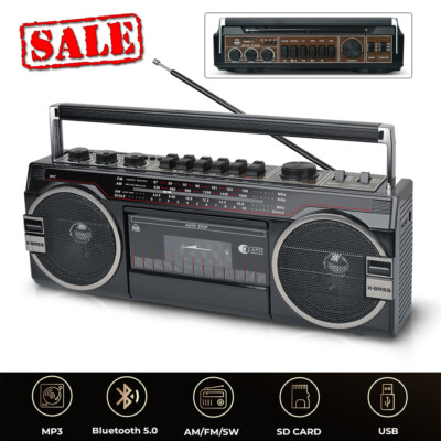 Boombox Radio Cassette Player Recorder AM/FM/SW Radio With Bluetooth 1980S Style
