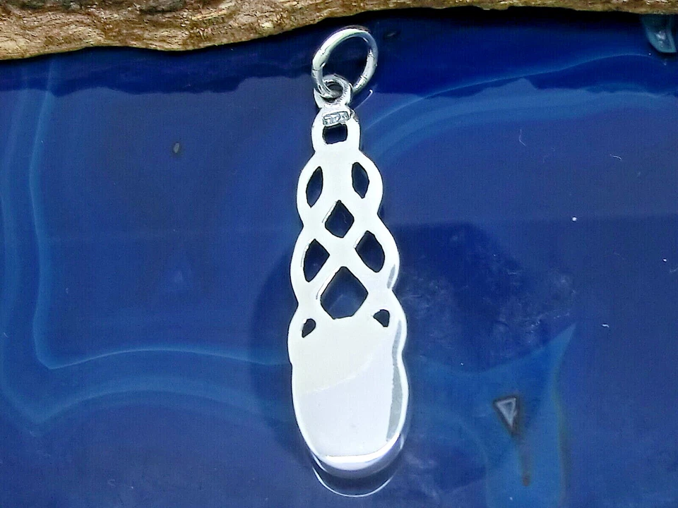 Nodo Celico 925 Argento Sterling Ciondolo Con Pietra Nero Gotico - Immagine 2 di 2