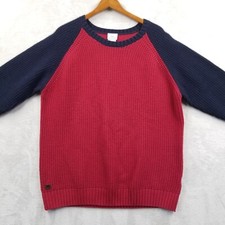 Lacoste Sweater Men 7 Red Blue Wool Cashmere Waffle Knit Raglan Crew Pullover