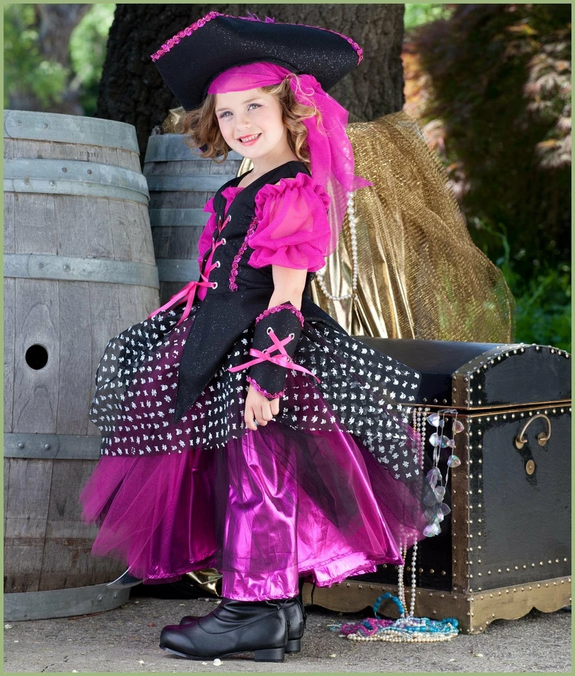 Disfraz de pirata caribeño rosa para niña grande - talla pequeña Foto 2 de 3