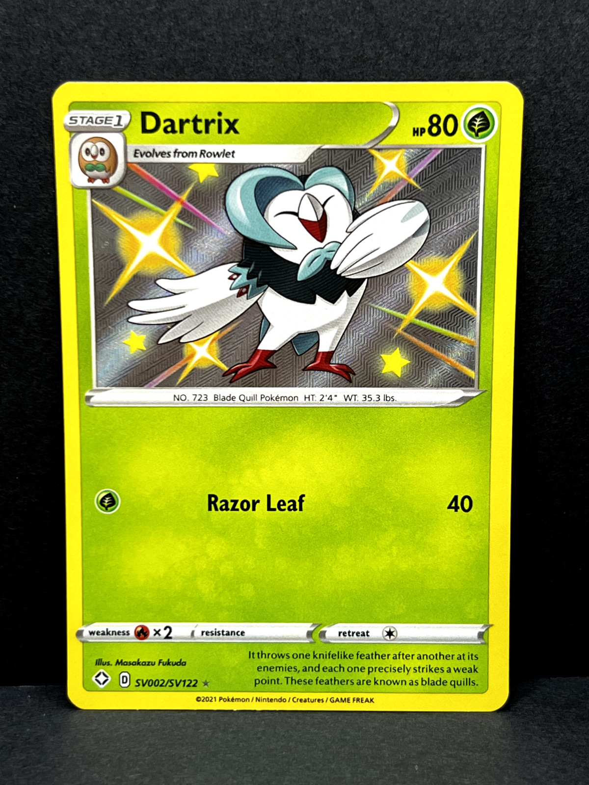 Dartrix SV002/SV122 Shiny Holo Rare Shining Fates Pokemon Card - NM
