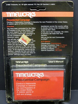 Presidential Campaign, Timex Sinclair, Timeworks 1983, New  in Sealed Package