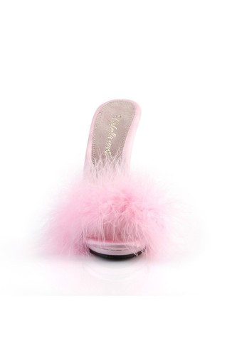 Fabulicious POISE-501F Baby rosa Satin/Marabou Pelzschuhe UK8 - Bild 2 von 4
