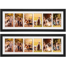 2 Pcs 28x9 inch Picture Frame Display 6 opening 4X6 Picture Frame Collage Mul...