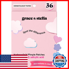 Grace  Stella Pimple Patches - Hydrocolloid Face Acne Zit Stickers - 36 Ct