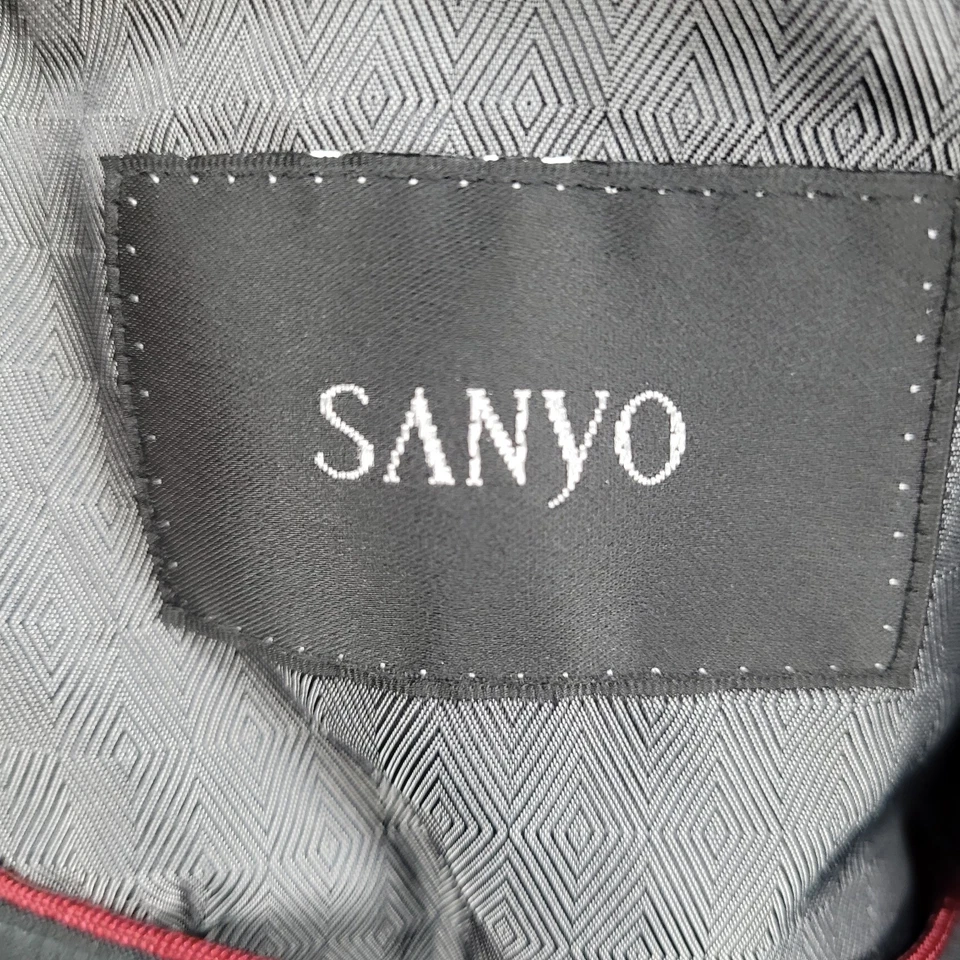 Gabardina larga Sanyo gris carbón abotonada aliento lana forro térmico talla 42R Foto 3 de 4