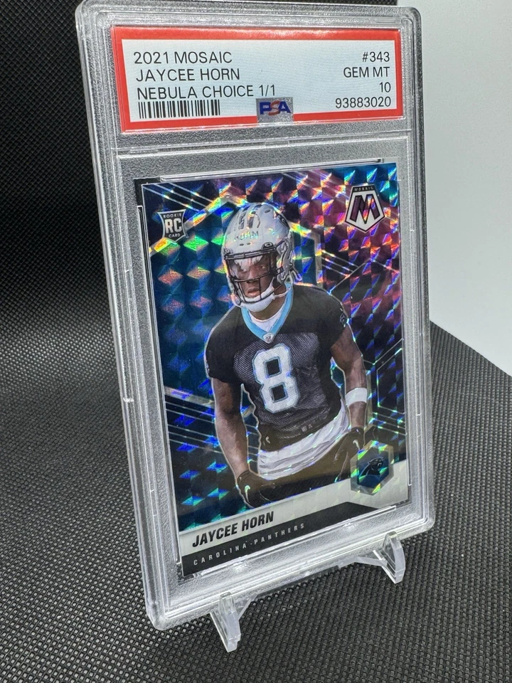2021 Panini Mosaic Jaycee Horn RC Nebula Choice 1/1 PSA Gem Mt 10 Panthers - Image 2 of 4