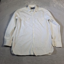 Polo Ralph Lauren Shirt Mens Medium White Button Epaulettes Pockets Made Italy
