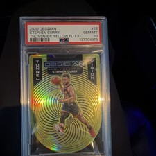 2020-21 Panini Obsidian Tunnel Vision Stephen Curry #15 yellow Flood PSA 10