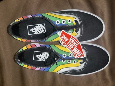 Vans Authentic (Refract) Black True White Rainbow Mens 4 Women s 5.5