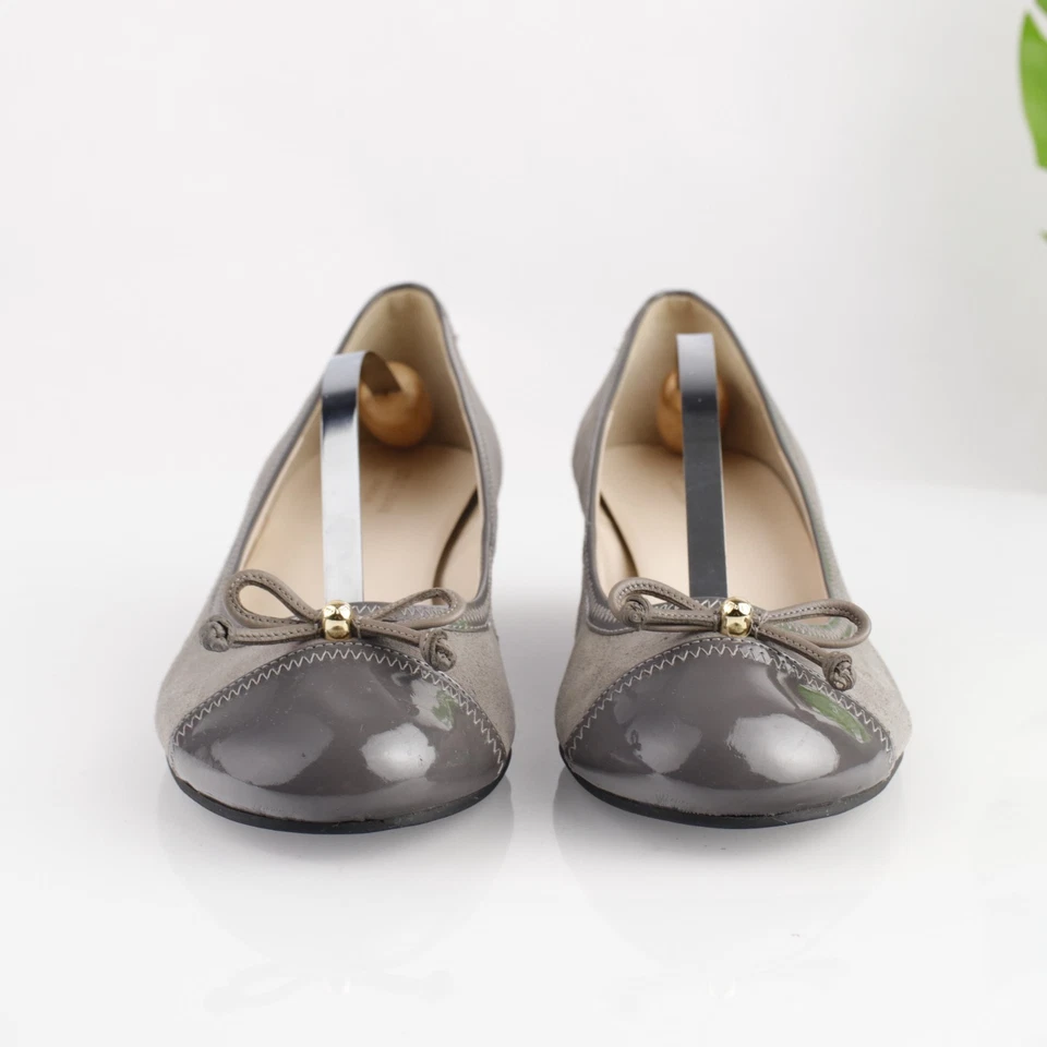 Zapatos de vestir Cole Haan para mujer Elsie II talla 10 gris gamuza moño puntera cuña Foto 2 de 4