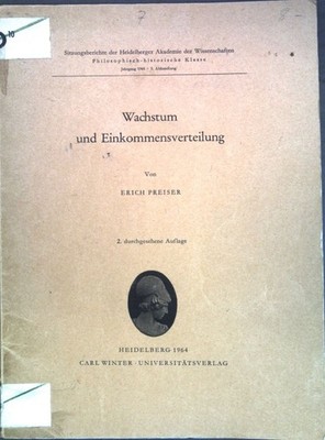 Wachstum und Einkommensverteilung; Sitzungsberichte der Heidelberger Akademie de