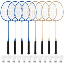 Woanger 8 Packs Badminton Rackets Set with 12 Badminton Racquets for Adult Backy