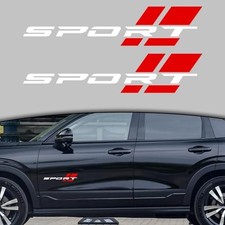 Sport Letter Logo Decal, 2 Pcs Sport Sticker Fit for All Cars White Red