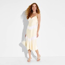 Women's Lace Satin Midi Dress - Wild Fable Cream M