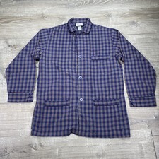 Vintage Christian Dior Pajama Shirt Mens Medium Plaid Button Up Sleepwear 90s