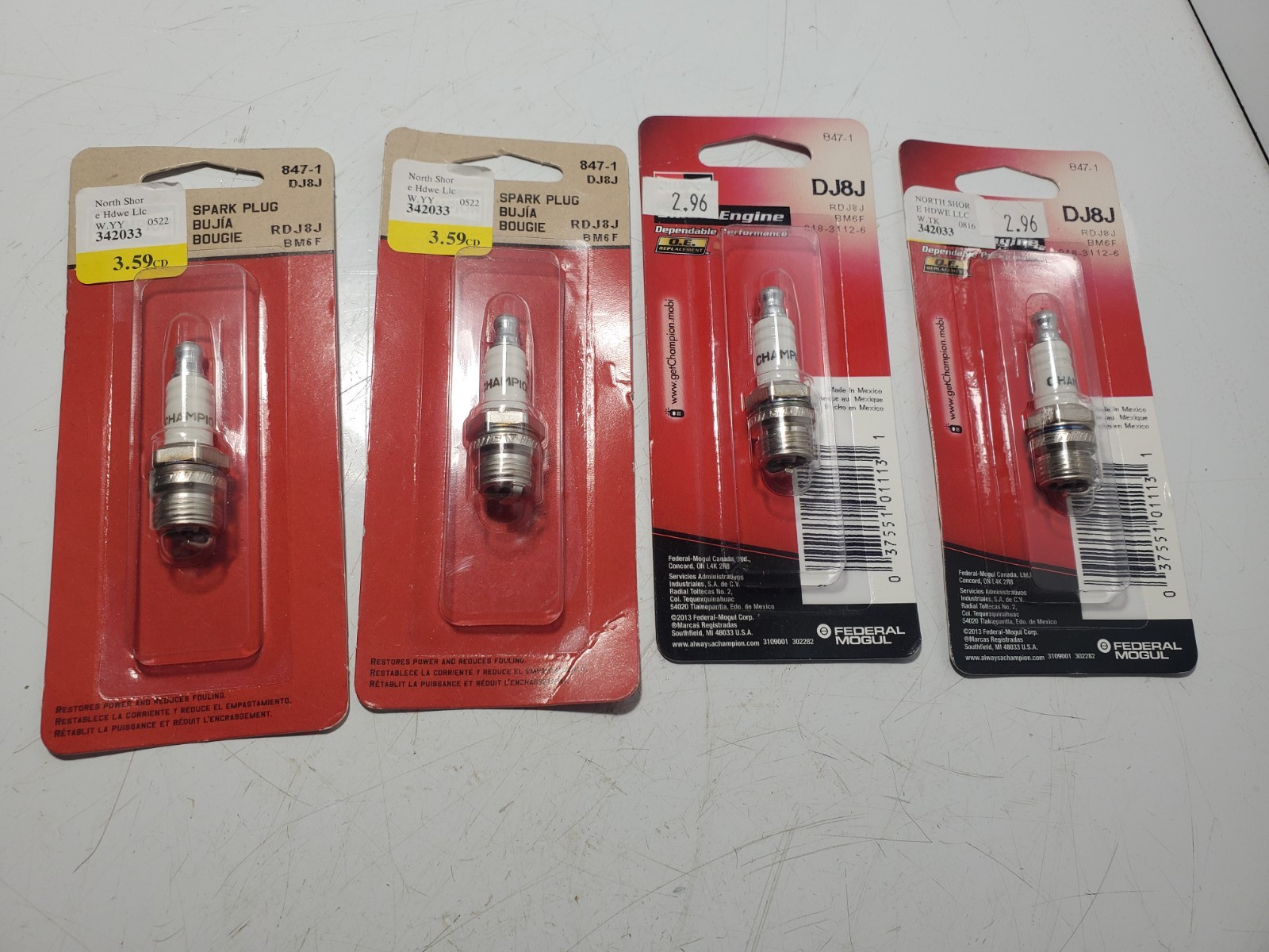4 Champion Spark Plug DJ8J 847-1 NOS