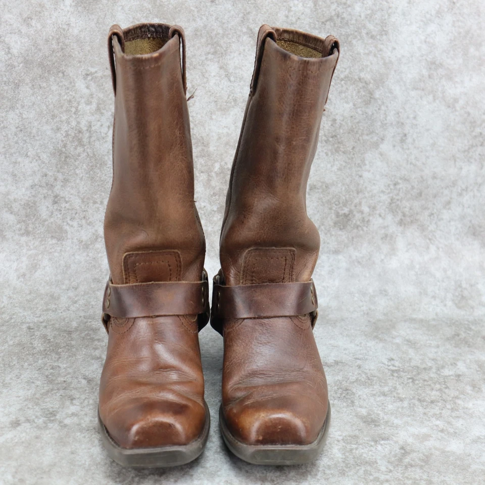 Cabelas Engineer Boots Brown Leather Harness Ring Pull On 84-1181 Womens Size 7M - Image 2 of 4