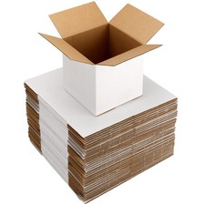 40 Pack 4x4x4 Shipping Boxes for Small Business, White Corrugated Cardboard S...
