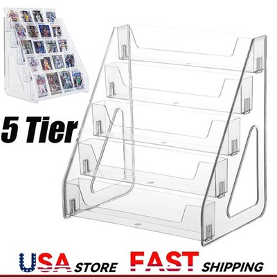 Card Display Stand 5-Tier Acrylic Organizer Clear Graded Card Shelf for Desk