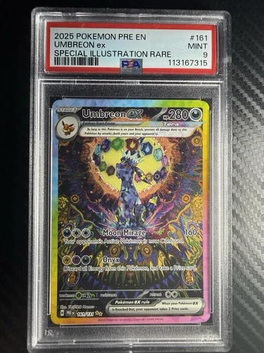 Pokémon 2025 Umbreon ex #161/131 SIR Prismatic Evolutions PSA 9 Mint