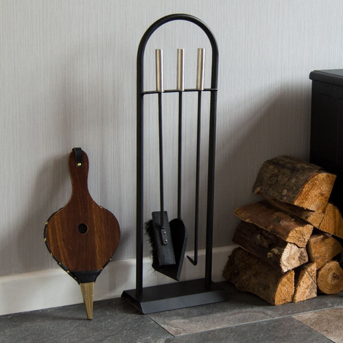 Set 4 pezzi compagno fuoco ad arco camino utensili moderno da casa sconto - Foto 1 di 8