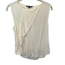 Banana Republic Sleeveless Top Ruffle Front Casual Blouse Ivory M
