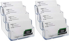 2 Pack Transparent 4-Tier Business Card Holder Acrylic Card Display Desk Stand H