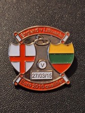 England/Lithuania Euro Qualifier 2016 Enamel Pin Badge Football Memorabilia Mint