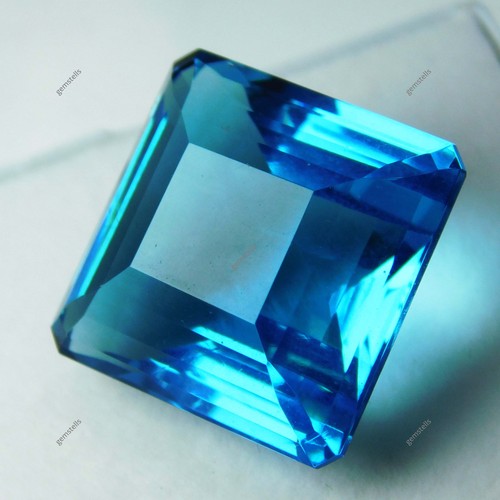 Lab-Created A++ Aquamarine Square Shape 30 Ct CERTIFIED Loose Gemstone - Picture 4 of 7