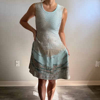 Nic+Zoe S Sleeveless Knit Watercolor Flare Hem Dress