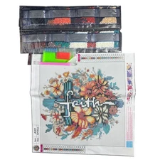 Faith Flower Diamond Art Kit 30x30 Full Drill DIY Crystal Art Canvas Arts &Craft