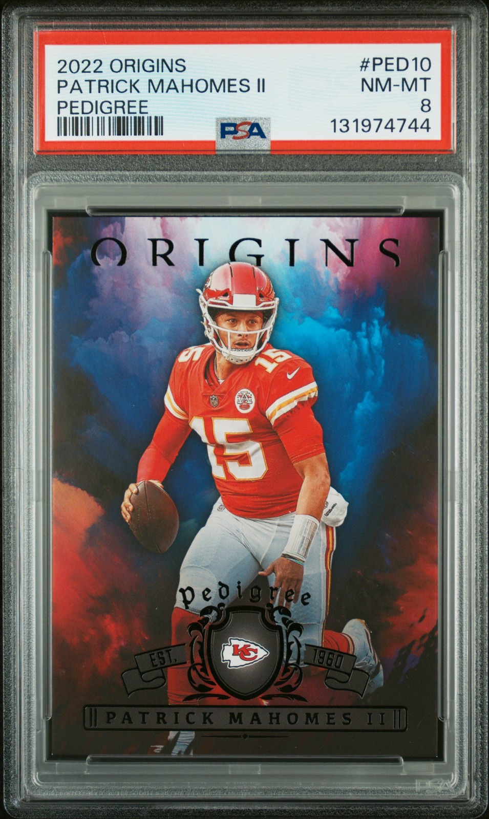 2022 PANINI ORIGINS PEDIGREE #PED10 PATRICK MAHOMES II PSA 8