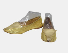 Vintage Bertlyn NY Women's Folding Gold Flat Shoes Sparkly Gold 1960's Size X-L