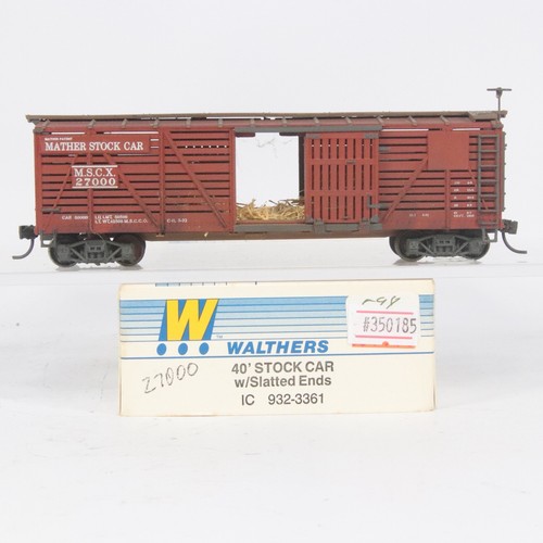 Walthers HO Weathered Mather MSCX #27000 Stock Car con ropa de cama de heno | Condition: Used