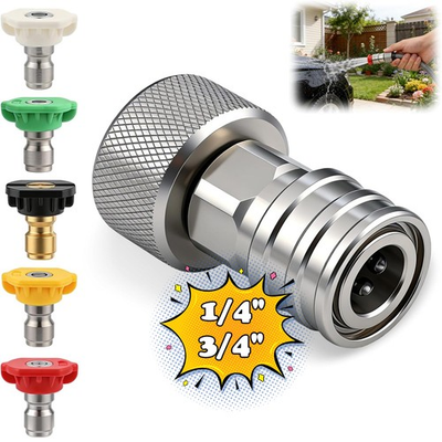 #ad Garden Hose to Pressure Washer Adapter 3 4quot; GHT to 1 4quot; Quick Connect Stainl $13.29