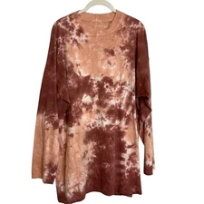 Free People We The Free Tie Dye Long Sleeve Tee Large Cabernet Combo Oversized