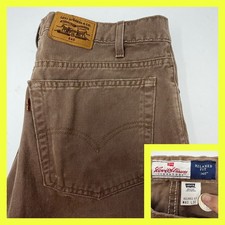 VTG 90s Levis 540 Relaxed Fit Jeans Brown Tab Made in USA 40x33 Khaki Denim