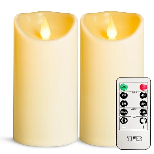 Flameless Plastic LED Candles,Pack of 2 Battery Operated Flickering Candle with