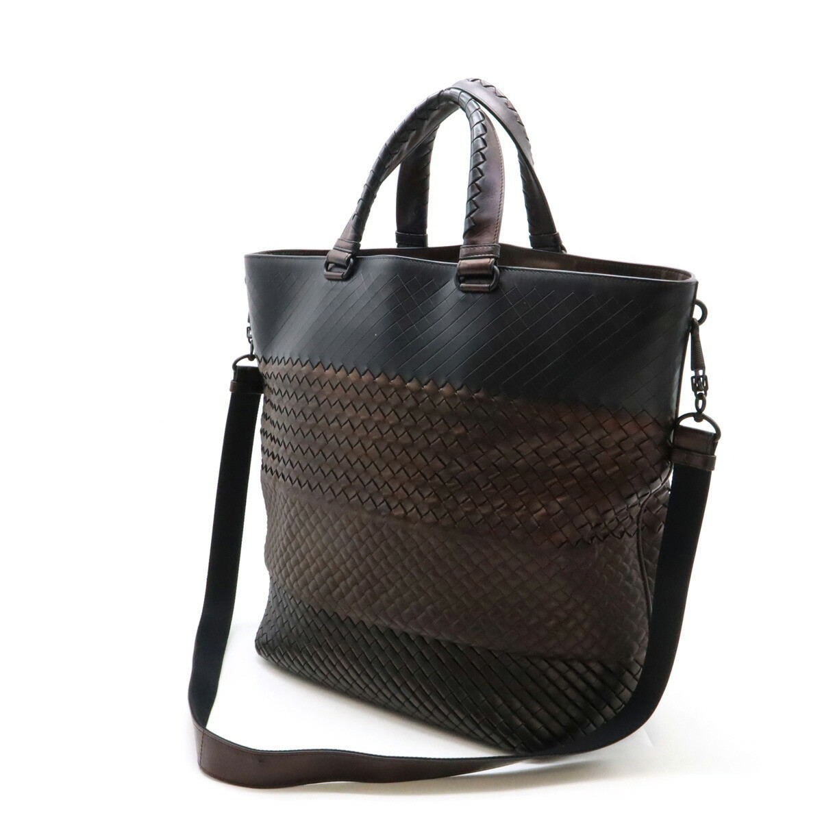Bottega Veneta Intreccio Imperatore Tote Bag Black Metallic Brown 2WAY Shoulder thumbnail 2
