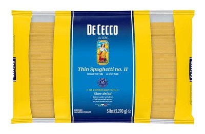 De Cecco Semolina Pasta, Thin Spaghetti No.11, 5 Pound (Pack of 4)