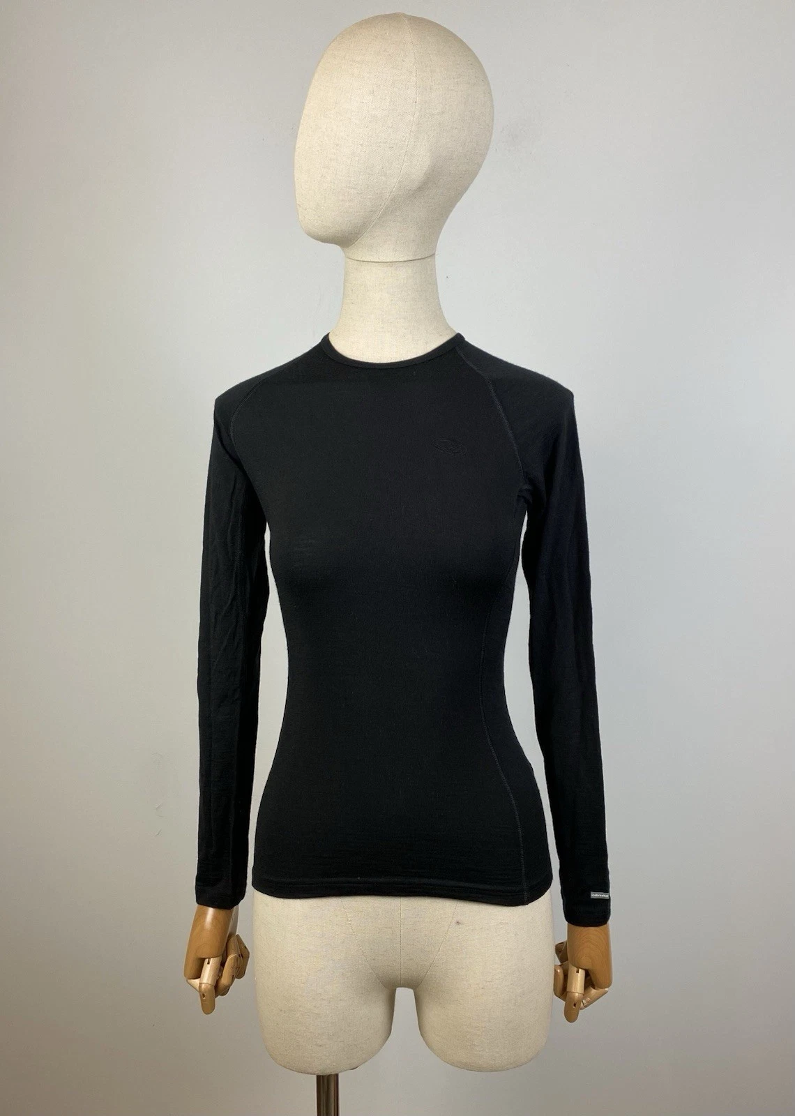 ICEBREAKER 200 Women's Black Merino Bodyfit Long Sleeve Base Layer Shirt Size S